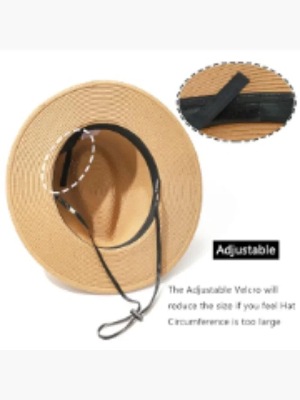 Natural Paper Straw Wide Brim Fedora Sun Hat UPF50+ Adjustable